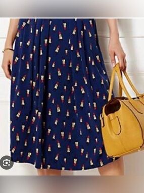 💄 Eva Mendes for New York & Co Pin Up Retro VintageNavy Lipstick A Line Skirt 14